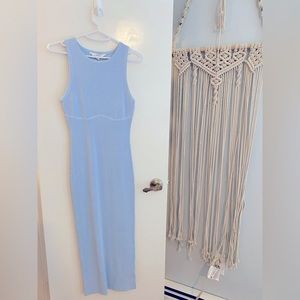 Fitted blue bodycon dress midi